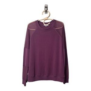 BUCKLE Fitz + Eddie Maroon Sheer Sleeves Shoulder Lightweight Crew Sweatshirt